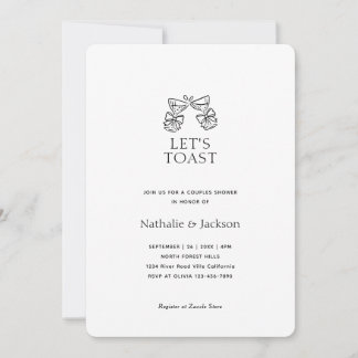 Minimalist Champagne Couple Shower Bridal Kaart