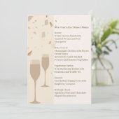 Minimalist Champagne Party Menu | Elegant Beige Kaart (Staand voorkant)