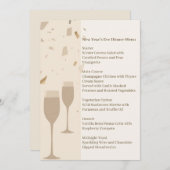 Minimalist Champagne Party Menu | Elegant Beige Kaart (Voorkant / Achterkant)