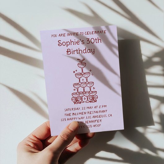 Minimalist Champagne Tower 30th Birthday Party     Kaart