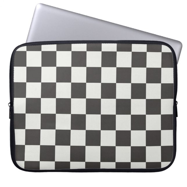 Minimalist Charcoal Buffalo Check Laptop Sleeve (Voorkant)