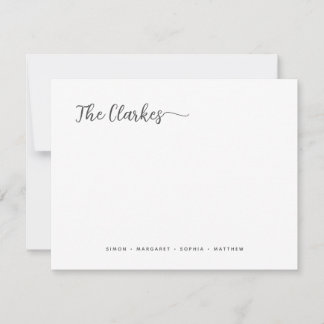 Minimalist Charcoal Dark Gray Family Stationery  Notitiekaartje