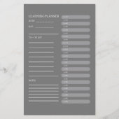 Minimalist Charcoal Grey Daily Learning Planner Flyer (Voorkant)