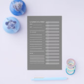 Minimalist Charcoal Grey Daily Learning Planner Flyer (Enkel)