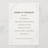 Minimalist Charcoal Line Wedding Ceremony Program Programmakaart (Achterkant)