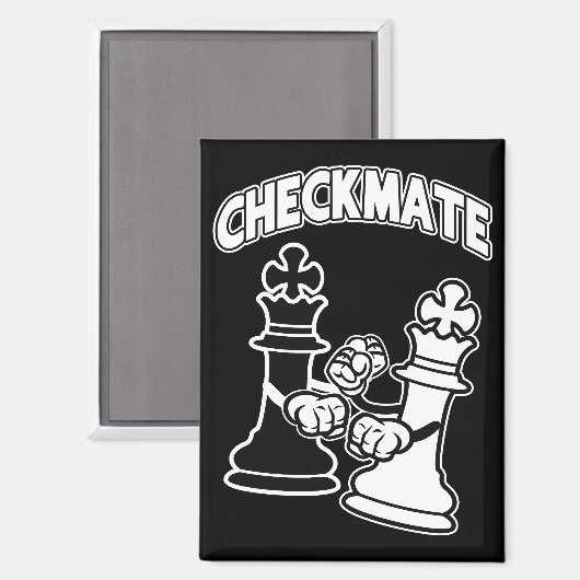 Minimalist Checkmate Chess Art Black and White Magneet (Voorkant / Achterkant)