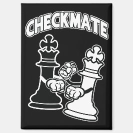 Minimalist Checkmate Chess Art Black and White Magneet