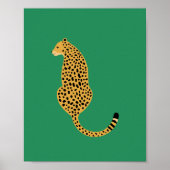 Minimalist Cheetah Illustration Green Poster (Voorkant)