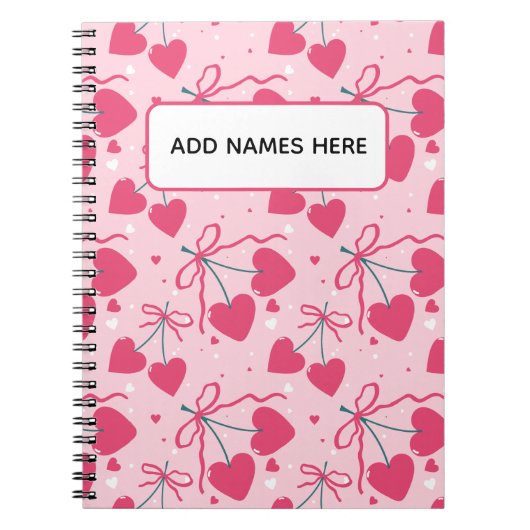 Minimalist Cherry Heart Notebook | Cute Retro Repe Notitieboek (Voorkant)