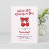 Minimalist Cherry on Top hand drawn  Baby Shower  Kaart (Staand voorkant)
