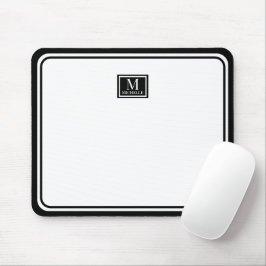 Minimalist Chic Black Monogram Double Boarder Muismat