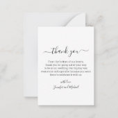 Minimalist Chic Dank u 3 foto's bruiloft zwart Notitiekaartje (Achterkant)