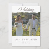 Minimalist Chic Front Photo Modern Script Wedding Kaart (Voorkant)