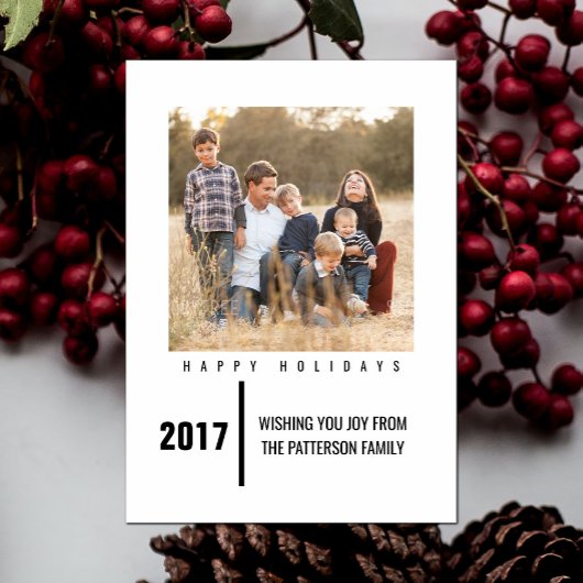 Minimalist Chic Holiday Photo Card | Black Feestdagenkaart