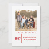 Minimalist Chic Holiday Photo Card | Red Feestdagenkaart (Voorkant)