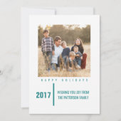 Minimalist Chic Holiday Photo Card | Teal Feestdagenkaart (Voorkant)