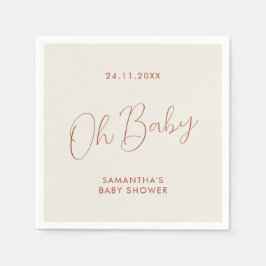 Minimalist Chic Script ivory Oh Baby Shower Servet