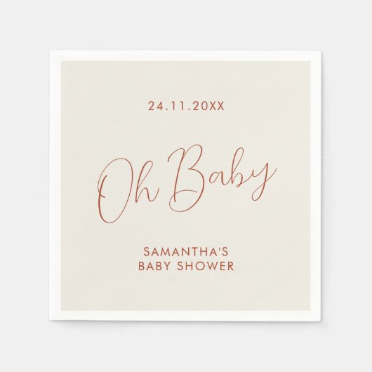 Minimalist Chic Script ivory Oh Baby Shower Servet (Voorkant)