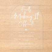 Minimalist Chic Script Typography Arch Wedding Acryl Uitnodigingen (Voorkant)