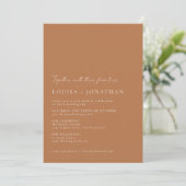 Minimalist Chic Terracotta Script Photo Wedding Kaart (Staand voorkant)