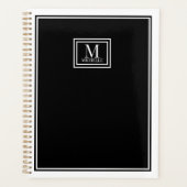 Minimalist Chic Two Boarder Monogram Name Black   Planner (Voorkant)
