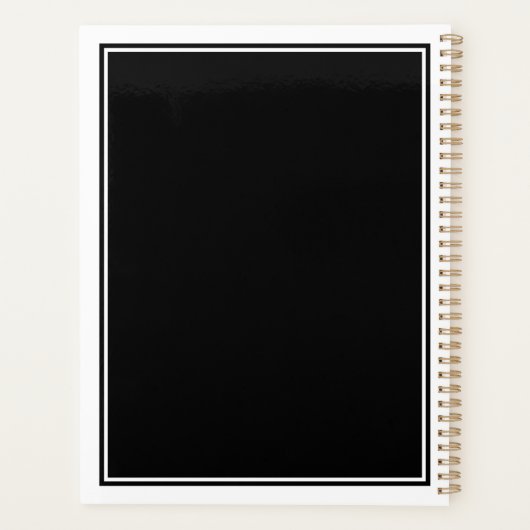 Minimalist Chic Two Boarder Monogram Name Black   Planner (Achterkant)