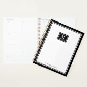 Minimalist Chic Two Boarder Monogram Name Black Planner (Display)
