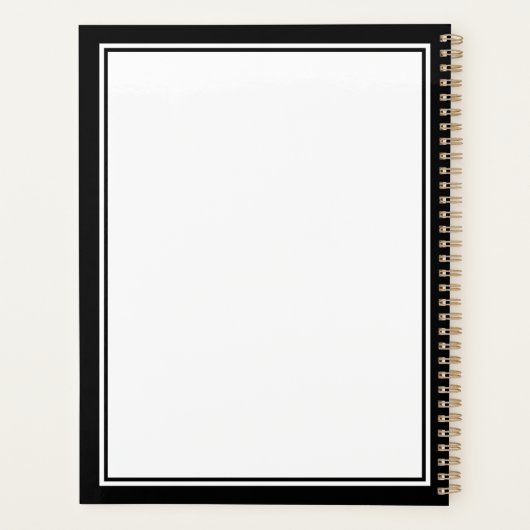 Minimalist Chic Two Boarder Monogram Name Black Planner (Achterkant)