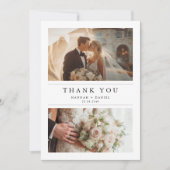 Minimalist Chic Two Photo Wedding Thank You Card Bedankkaart (Voorkant)