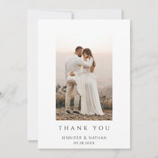 Minimalist Chic Wedding Photo Thank You Card Bedankkaart (Voorkant)