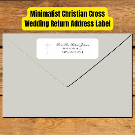 MINIMALIST Christian Cross Wedding Return Address Etiket