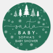Minimalist Christmas Baby Shower Greenery Ronde Sticker (Voorkant)