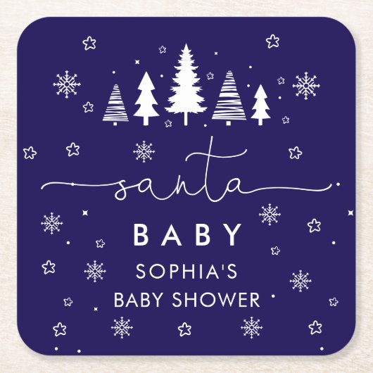 Minimalist Christmas Baby Shower Kartonnen Onderzetters (Voorkant)