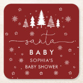 Minimalist Christmas Baby Shower Red Kartonnen Onderzetters (Voorkant)