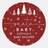 Minimalist Christmas Baby Shower Red Ronde Sticker (Voorkant)