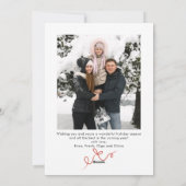 Minimalist Christmas Boho Red Bow Ribbon 2 Photo Feestdagenkaart (Achterkant)