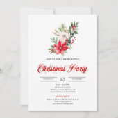 Minimalist Christmas Bouquet Red White Invitation Kaart (Voorkant)