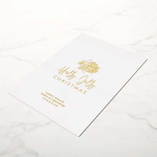 Minimalist Christmas Bouquet Script Calligraphy Folie Feestdagenkaart (Gedraaid)