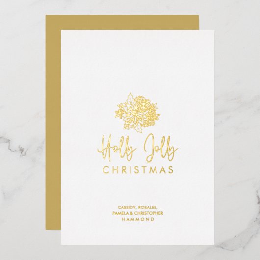 Minimalist Christmas Bouquet Script Calligraphy Folie Feestdagenkaart (Voorkant / Achterkant)