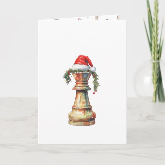 Minimalist Christmas Chess Card – Water King Feestdagen Kaart (Voorkant)