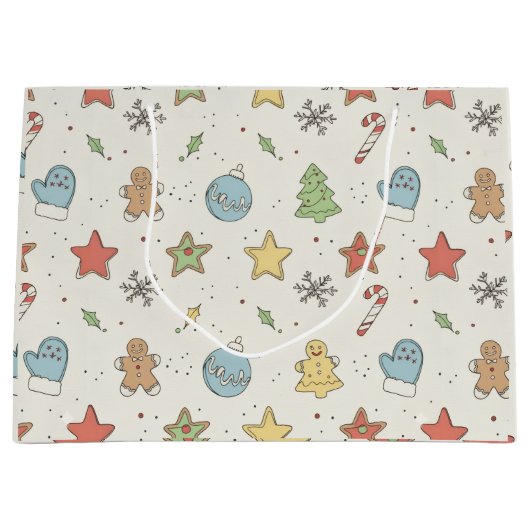 Minimalist Christmas Cookie Doodles Groot Cadeauzakje (Voorkant)