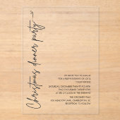 Minimalist Christmas Dinner Party Modern Acryl Uitnodigingen (Voorkant)