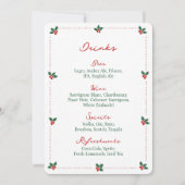 Minimalist Christmas Holly Drink Bar Menu Sign  (Voorkant)