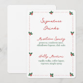 Minimalist Christmas Holly Signature Drinks Sign (Voorkant / Achterkant)