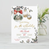 Minimalist Christmas Ornament Housewarming Party Kaart (Staand voorkant)