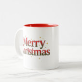 Minimalist Christmas Pine Tree Mug – Holiday Coffe Tweekleurige Koffiemok (Voorkant links)