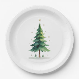 Minimalist Christmas Pine Tree Plate – Holiday Din Papieren Bordje