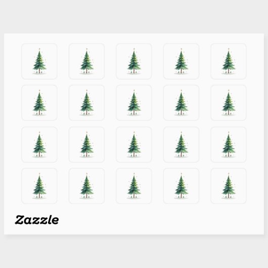 Minimalist Christmas Pine Tree Stickers – Holiday  (Vel)