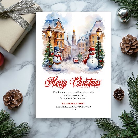 Minimalist Christmas scene digital greeting card Feestdagenkaart