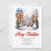 Minimalist Christmas scene digital greeting card Feestdagenkaart (Voorkant)